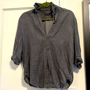 Zara women premium denim collection oversized collar shirt